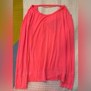 Gap Fit neon pink crewneck long sleeve t-shirt with open back. Size large.